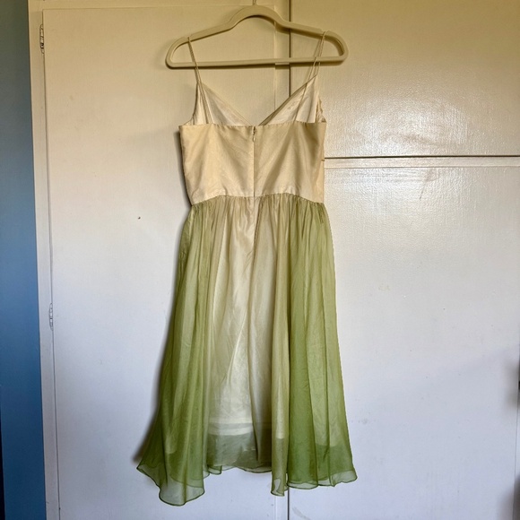 Kay Unger Yellow Green Silk Midi Dress Size 6 Fairycore - Picture 6 of 12